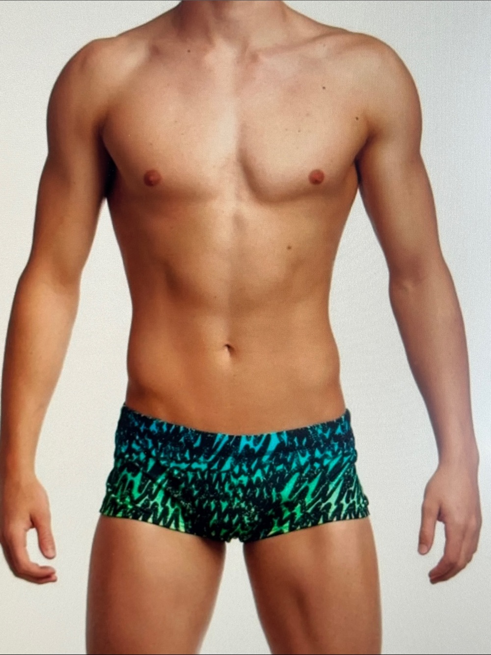 Funky Trunks Spraying Alive Men's Teal & Green Patterned Swim Trunks